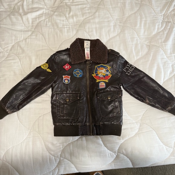 Disney Other - DISNEY Planes Brown Faux Leather Bomber